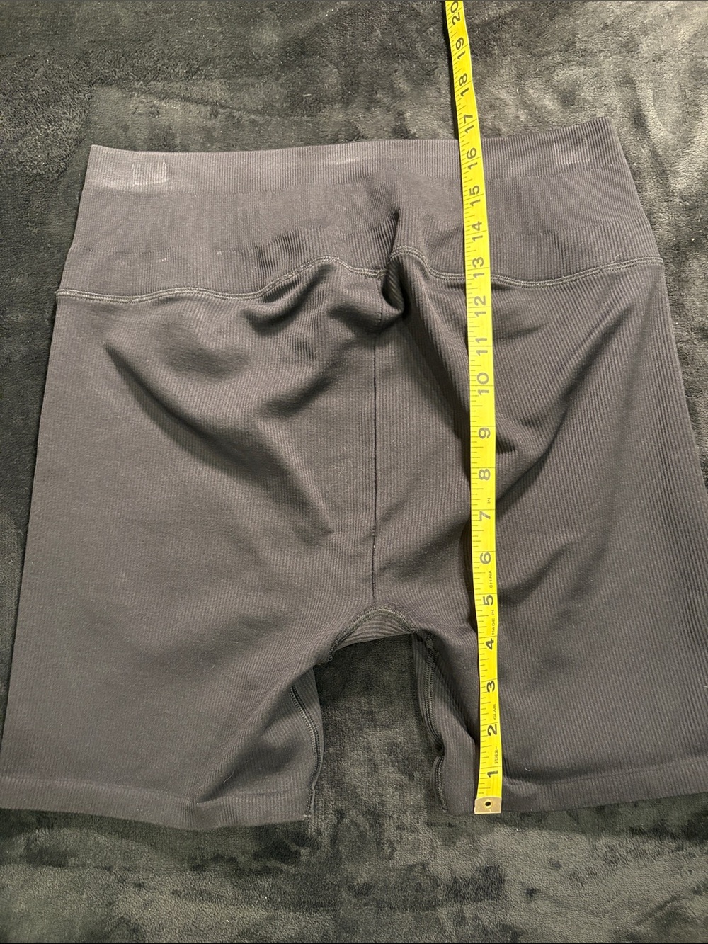 ALO Yoga Ribbed High-Waist Bike Shorts in Charcoal - Picture 5 of 7